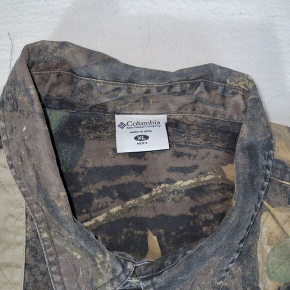 Vintage Columbia Size XL Shirt Mens Medium Brown Camo Shooting Vented Hunting - Picture 13 of 16